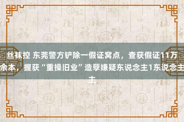 丝袜控 东莞警方铲除一假证窝点，查获假证11万余本，握获“重操旧业”造孽嫌疑东说念主1东说念主