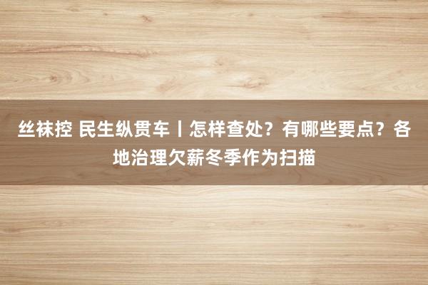 丝袜控 民生纵贯车丨怎样查处？有哪些要点？各地治理欠薪冬季作为扫描