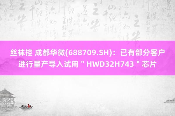丝袜控 成都华微(688709.SH)：已有部分客户进行量产导入试用＂HWD32H743＂芯片