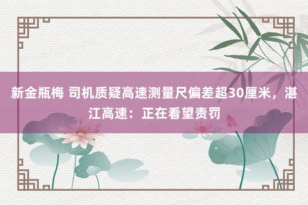 新金瓶梅 司机质疑高速测量尺偏差超30厘米，湛江高速：正在看望责罚