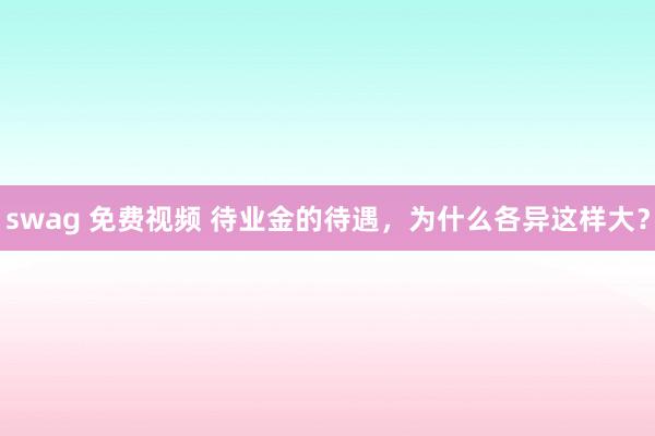 swag 免费视频 待业金的待遇，为什么各异这样大？