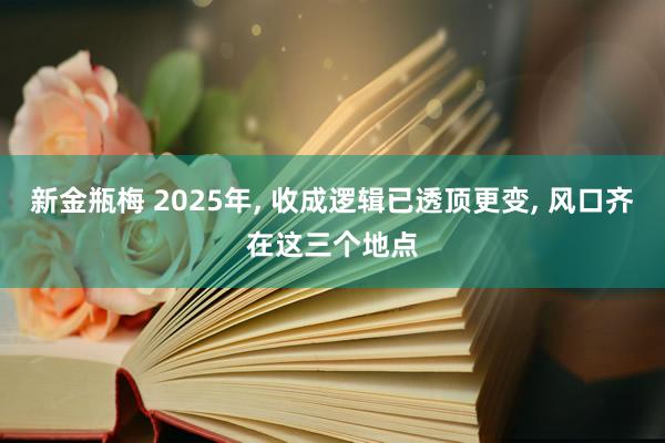 新金瓶梅 2025年, 收成逻辑已透顶更变, 风口齐在这三个地点