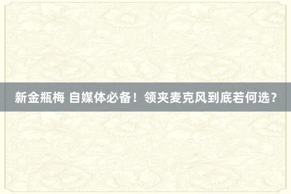 新金瓶梅 自媒体必备！领夹麦克风到底若何选？