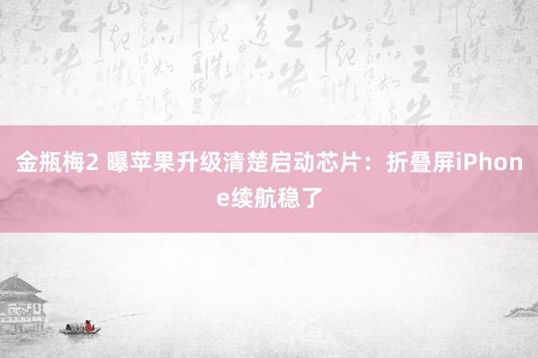 金瓶梅2 曝苹果升级清楚启动芯片：折叠屏iPhone续航稳了