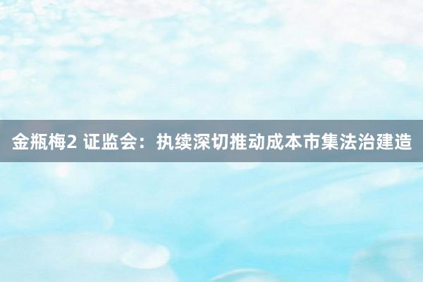 金瓶梅2 证监会：执续深切推动成本市集法治建造