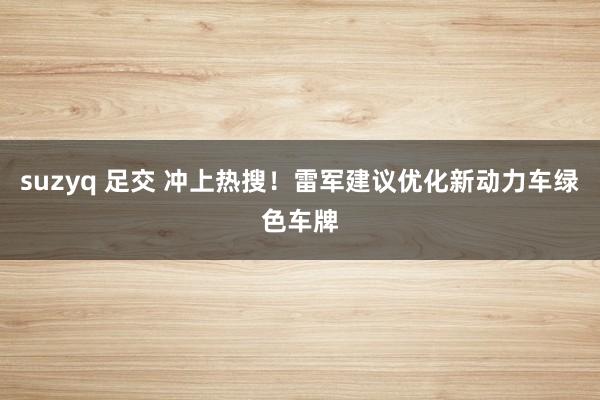 suzyq 足交 冲上热搜！雷军建议优化新动力车绿色车牌