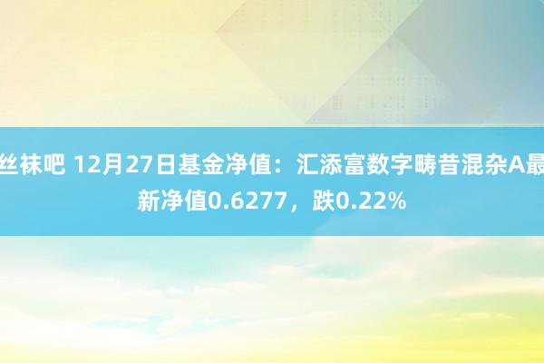 丝袜吧 12月27日基金净值：汇添富数字畴昔混杂A最新净值0.6277，跌0.22%