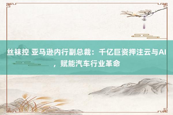 丝袜控 亚马逊内行副总裁：千亿巨资押注云与AI，赋能汽车行业革命