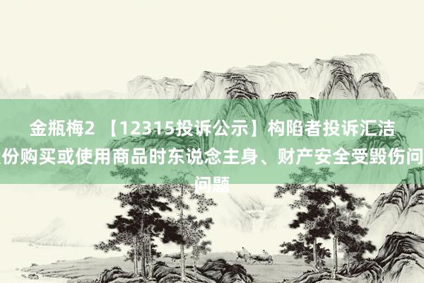 金瓶梅2 【12315投诉公示】构陷者投诉汇洁股份购买或使用商品时东说念主身、财产安全受毁伤问题