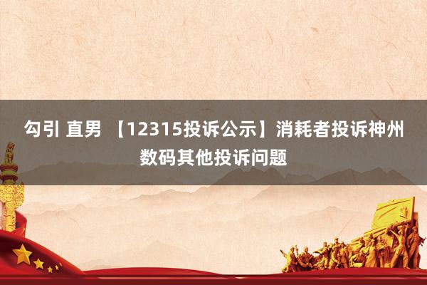 勾引 直男 【12315投诉公示】消耗者投诉神州数码其他投诉问题