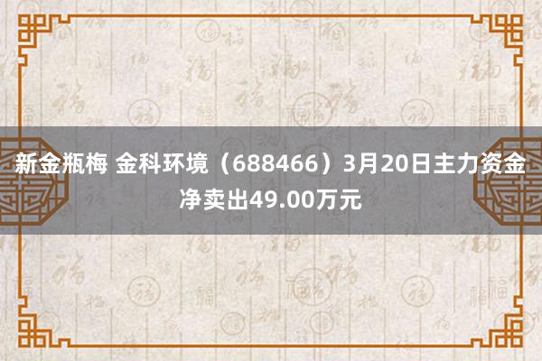 新金瓶梅 金科环境（688466）3月20日主力资金净卖出49.00万元