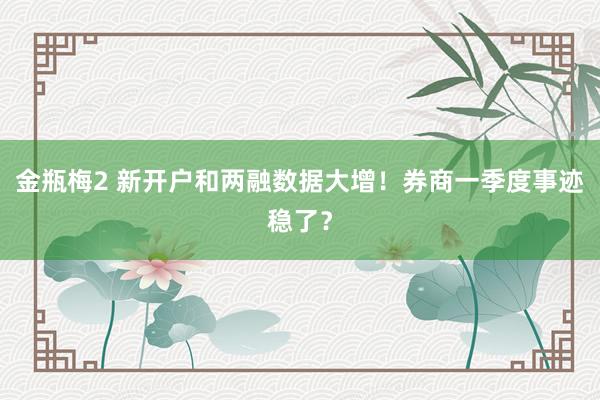 金瓶梅2 新开户和两融数据大增！券商一季度事迹稳了？