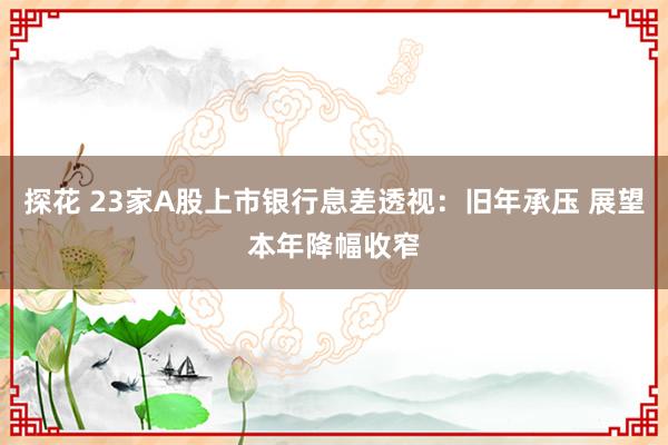 探花 23家A股上市银行息差透视：旧年承压 展望本年降幅收窄