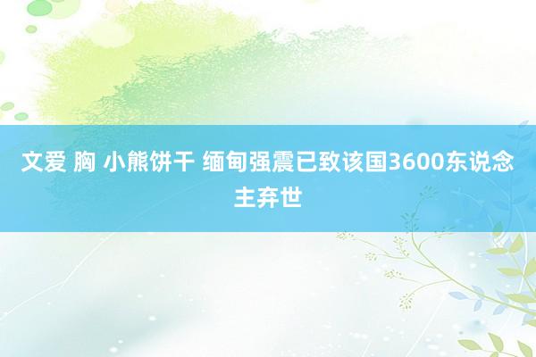 文爱 胸 小熊饼干 缅甸强震已致该国3600东说念主弃世
