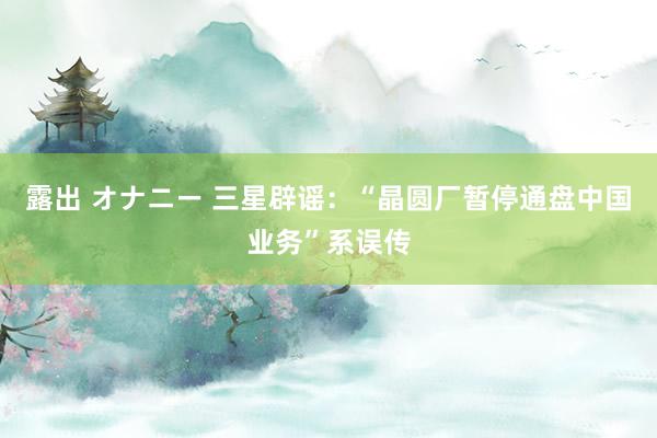 露出 オナニー 三星辟谣：“晶圆厂暂停通盘中国业务”系误传