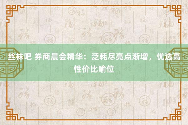 丝袜吧 券商晨会精华：泛耗尽亮点渐增，优选高性价比喻位