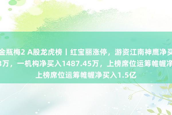 金瓶梅2 A股龙虎榜丨红宝丽涨停，游资江南神鹰净买入3957.43万，一机构净买入1487.45万，上榜席位运筹帷幄净买入1.5亿