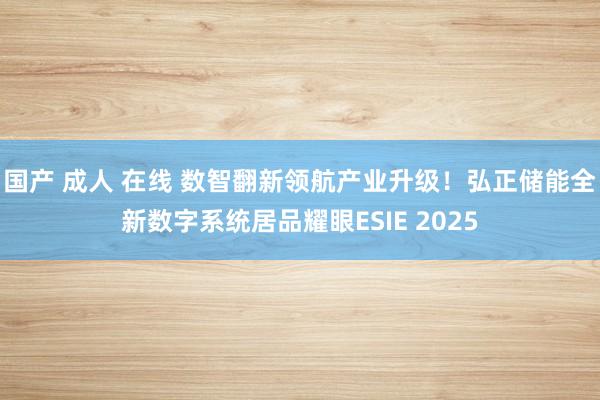 国产 成人 在线 数智翻新领航产业升级！弘正储能全新数字系统居品耀眼ESIE 2025