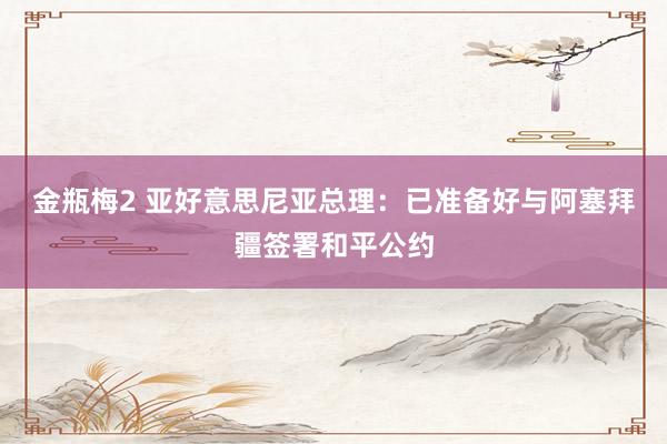 金瓶梅2 亚好意思尼亚总理：已准备好与阿塞拜疆签署和平公约