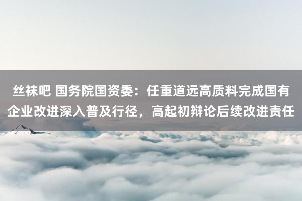 丝袜吧 国务院国资委：任重道远高质料完成国有企业改进深入普及行径，高起初辩论后续改进责任