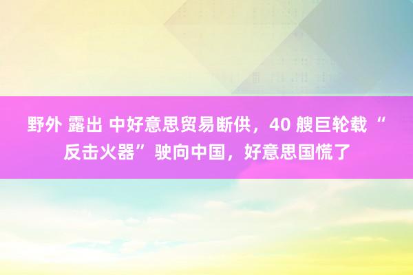 野外 露出 中好意思贸易断供，40 艘巨轮载 “反击火器” 驶向中国，好意思国慌了