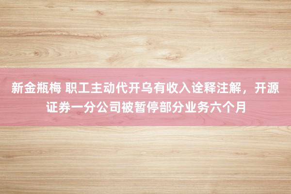 新金瓶梅 职工主动代开乌有收入诠释注解，开源证券一分公司被暂停部分业务六个月