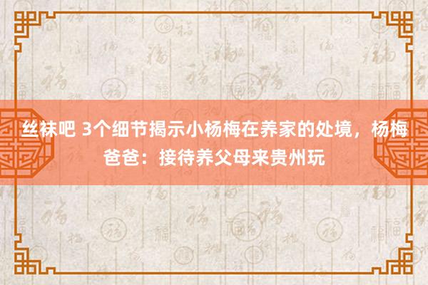 丝袜吧 3个细节揭示小杨梅在养家的处境，杨梅爸爸：接待养父母来贵州玩
